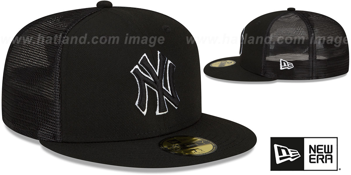 Yankees 'BATTING PRACTICE TRUCKER' Black-White Fitted Hat by New Era