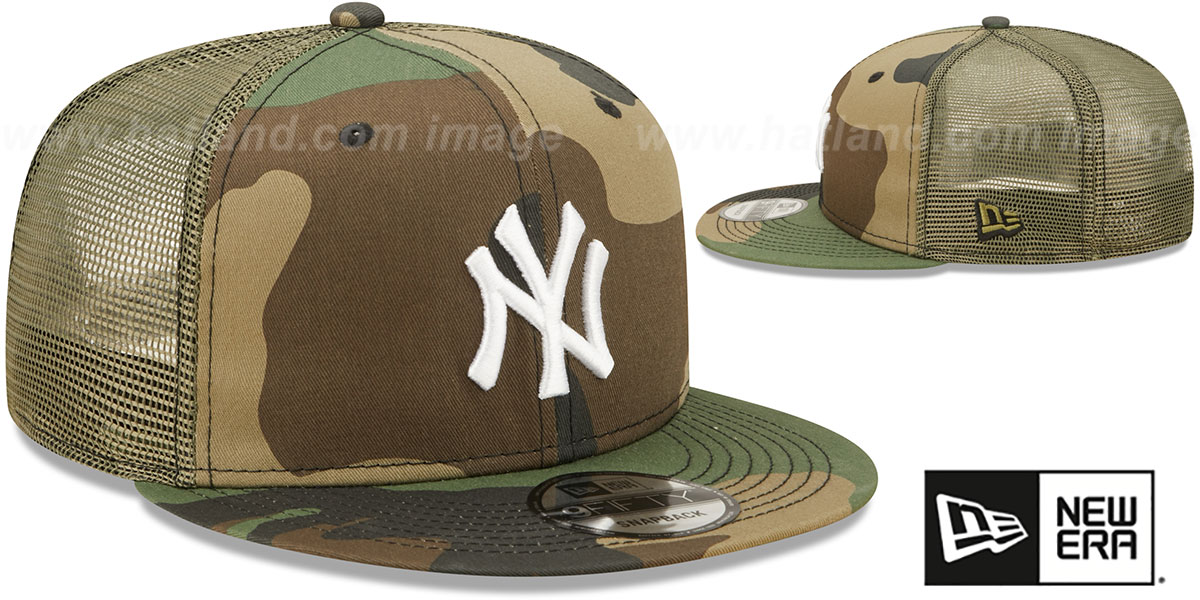 Yankees 'ARMY CAMO TRUCKER' Woodland-Olive Hat by New Era