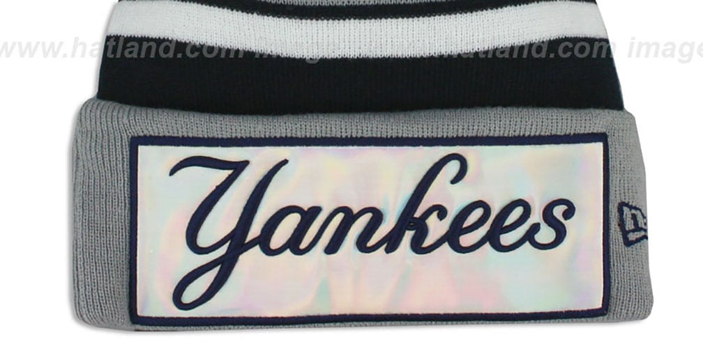 Yankees 'BIG-SCREEN' Grey-Navy Knit Beanie Hat by New Era
