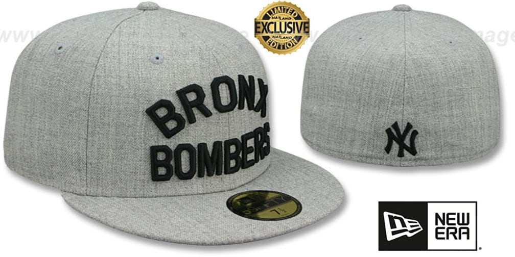 Yankees 'BRONX BOMBERS' Heather Light Grey Fitted Hat by New Era