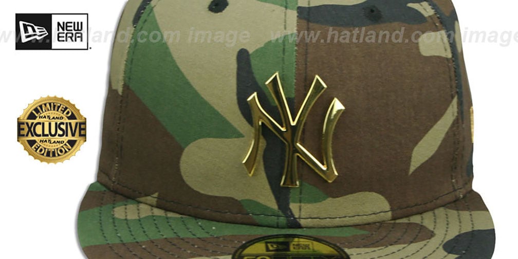 Yankees 'GOLD METAL-BADGE' Army Camo Fitted Hat by New Era