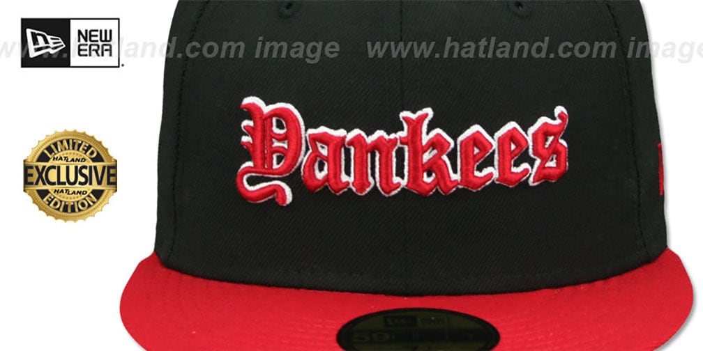 Yankees 'GOTHIC TEAM-BASIC' Black-Red Fitted Hat by New Era