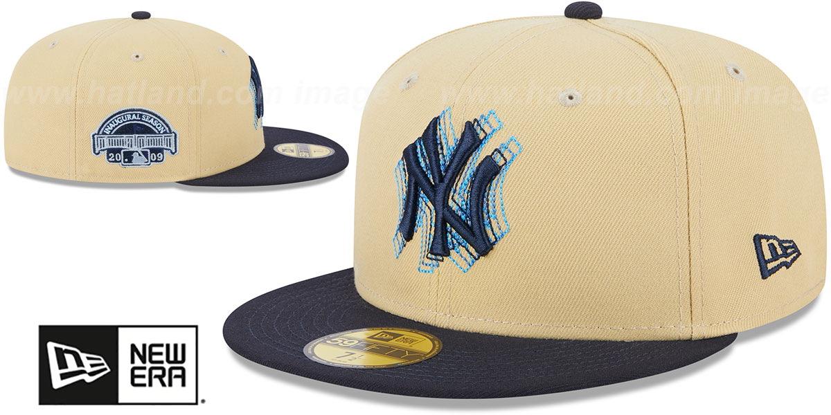 Yankees 'ILLUSION SIDE-PATCH' Gold-Navy Fitted Hat by New Era