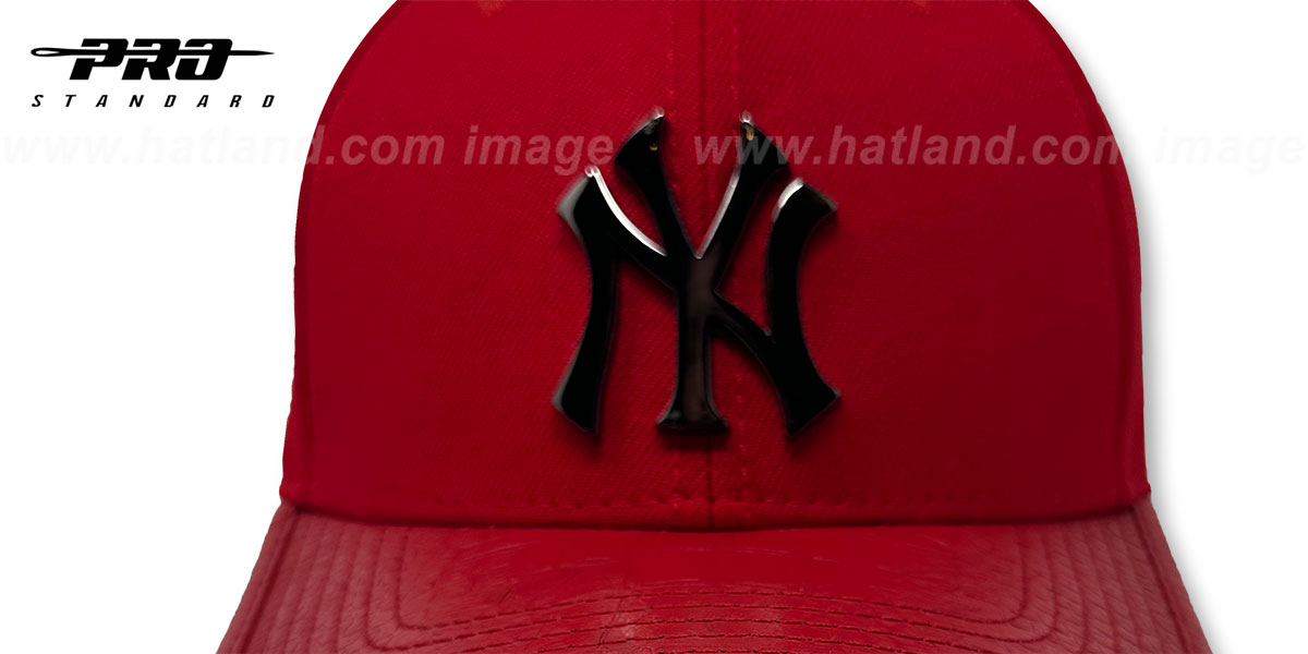 Yankees LOW-PRO 'BLACK METAL BADGE STRAPBACK' Red Hat by Pro Standard