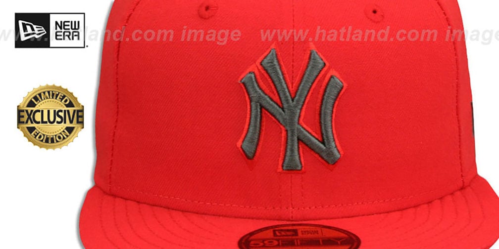 Yankees 'MLB TEAM-BASIC' Fire Red-Charcoal Fitted Hat by New Era