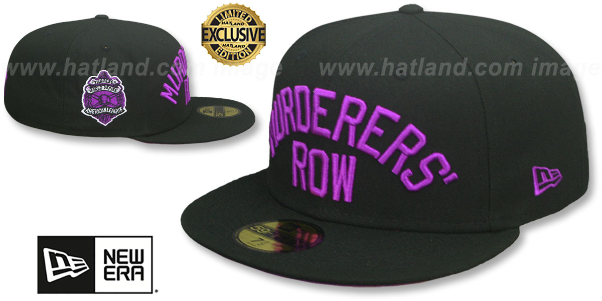 Yankees 'MURDERERS ROW' PATCH-BOTTOM Black-Purple Fitted Hat by New Era