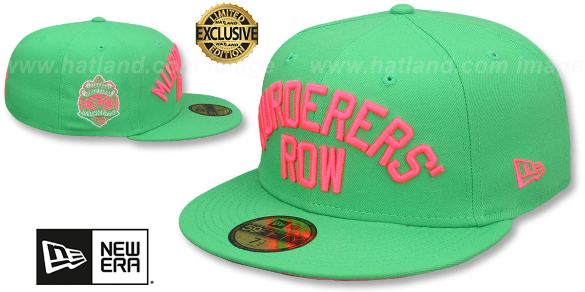 Yankees 'MURDERERS ROW' PATCH-BOTTOM Green-Pink Fitted Hat by New Era