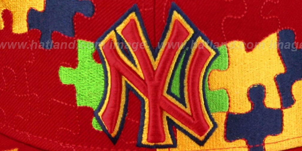 Yankees 'PUZZLE' Red Fitted Hat by New Era