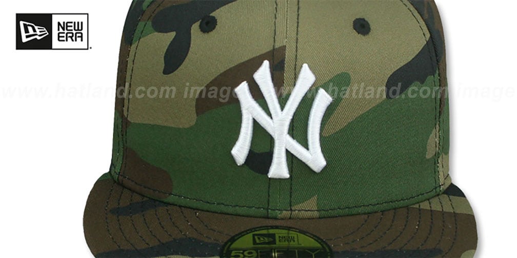 Yankees 'TEAM-BASIC' Army Camo-White Fitted Hat by New Era