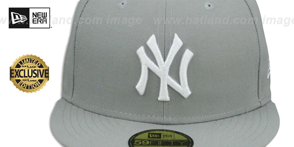 Yankees 'TEAM-BASIC' Light Grey-White Fitted Hat by New Era