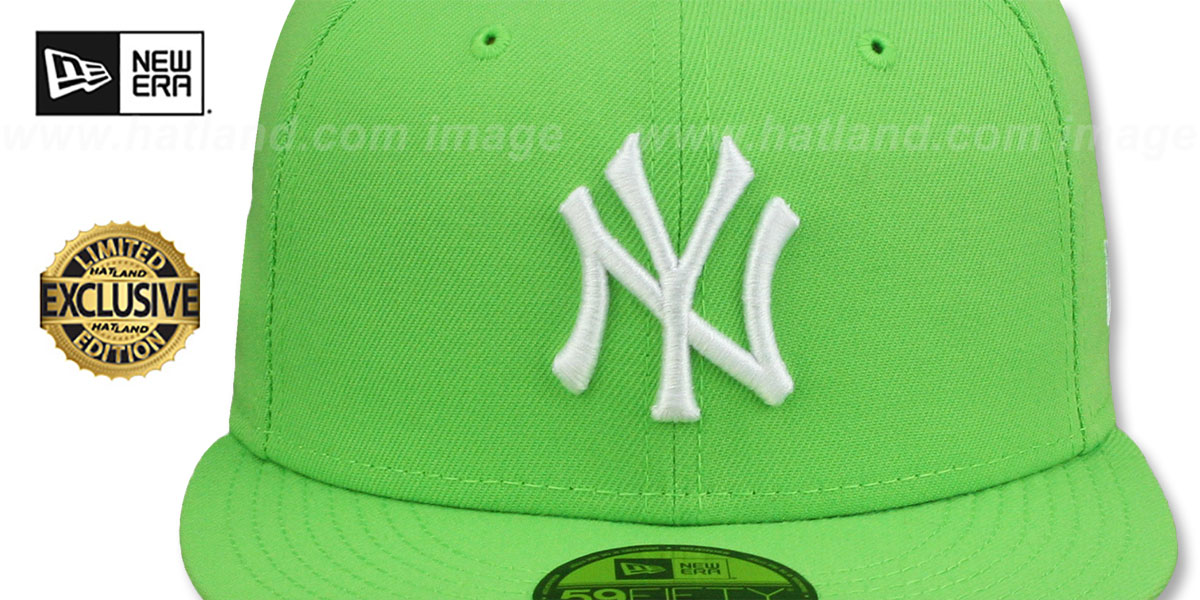 Yankees 'TEAM-BASIC' Lime-White Fitted Hat by New Era