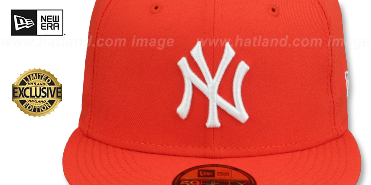 Yankees 'TEAM-BASIC' Orange-White Fitted Hat by New Era