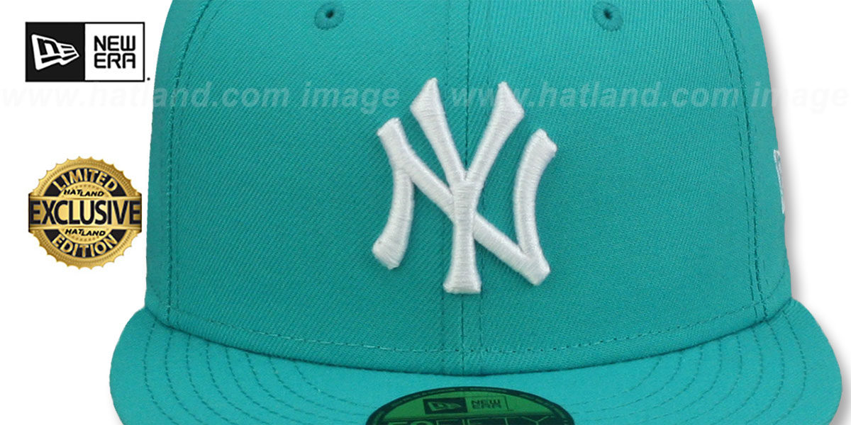 Yankees 'TEAM-BASIC' Teal-White Fitted Hat by New Era