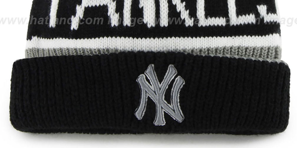 Yankees 'THE-CALGARY' Black-Grey Knit Beanie Hat by Twins 47 Brand