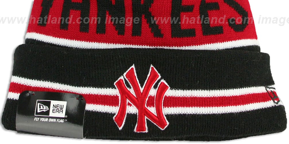 Yankees 'THE-COACH' Black-Red Knit Beanie Hat by New Era