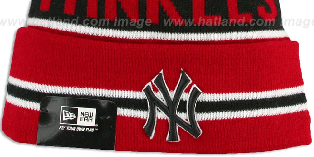 Yankees 'THE-COACH' Red-Black Knit Beanie Hat by New Era