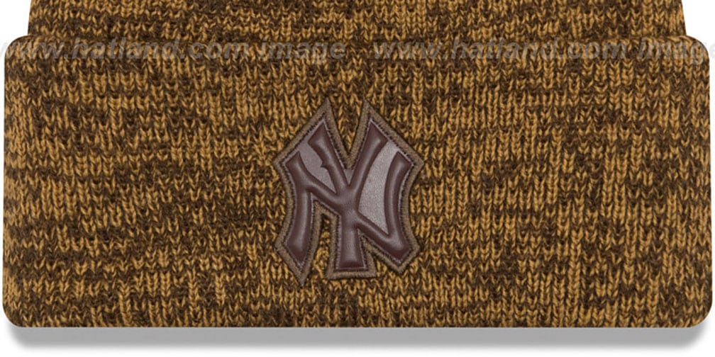 Yankees 'TONAL TRICK' Brown-Wheat Knit Beanie Hat by New Era