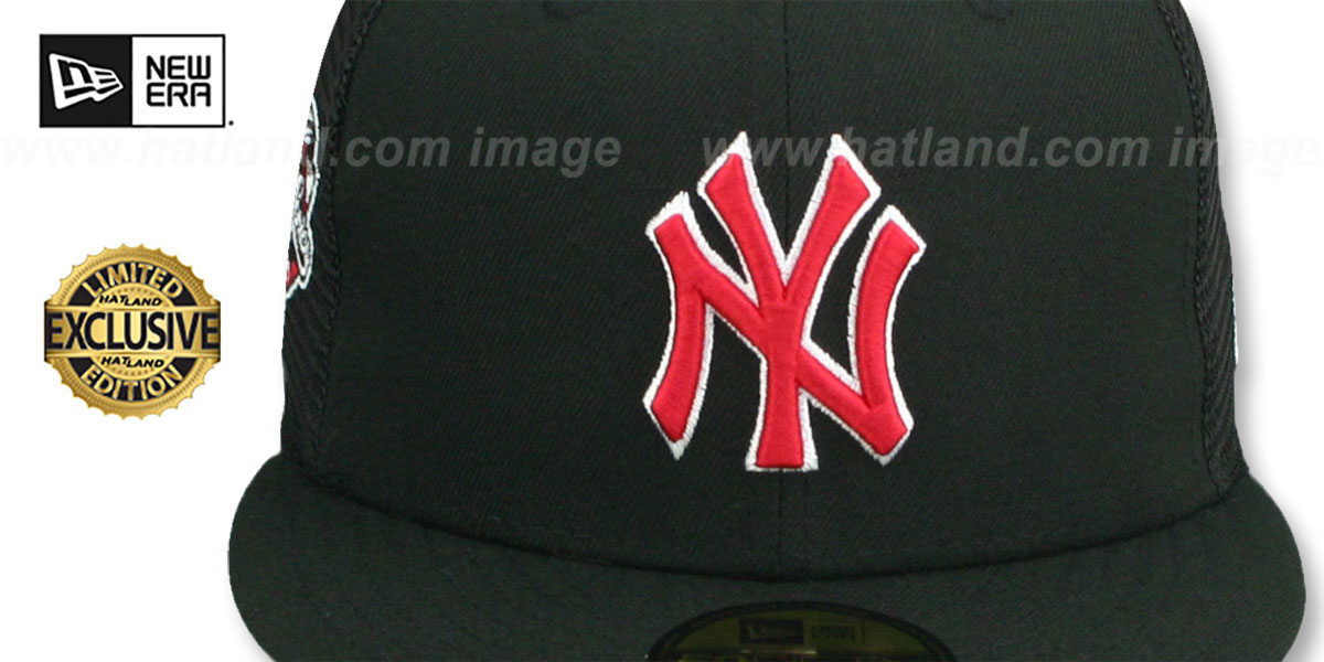 Yankees 2000 WS 'MESH-BACK SIDE-PATCH' Black-Red Fitted Hat by New Era