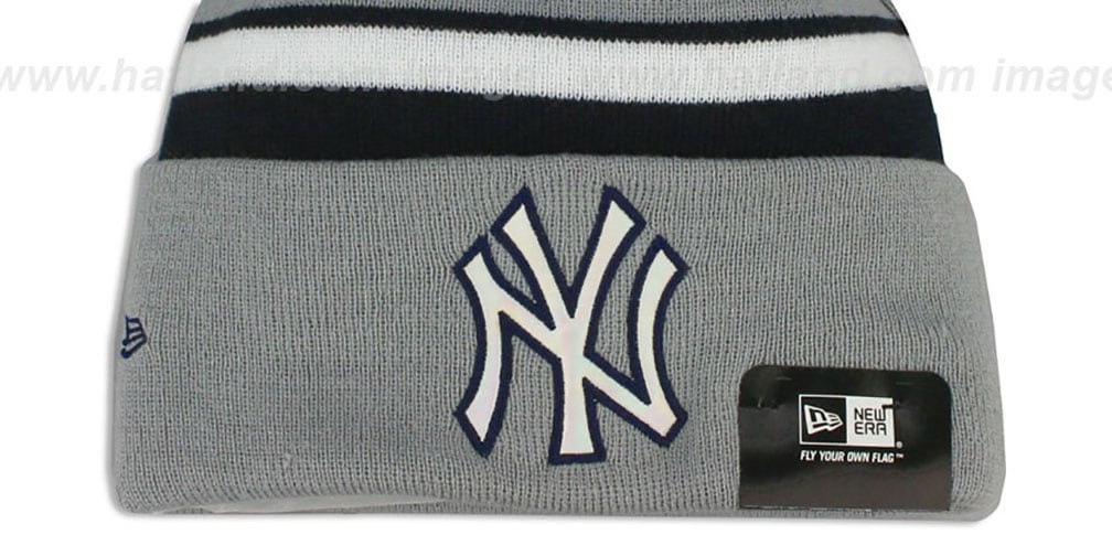 Yankees 'BIG-SCREEN' Grey-Navy Knit Beanie Hat by New Era