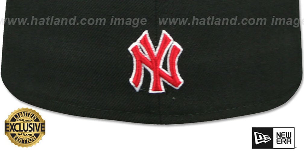 Yankees 'GOTHIC TEAM-BASIC' Black-Red Fitted Hat by New Era