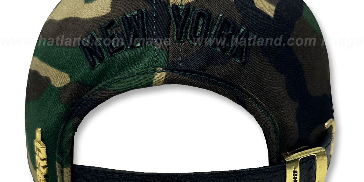 Yankees LOW-PRO 'GOLD METAL BADGE STRAPBACK' Camo-Black Hat by Pro Standard