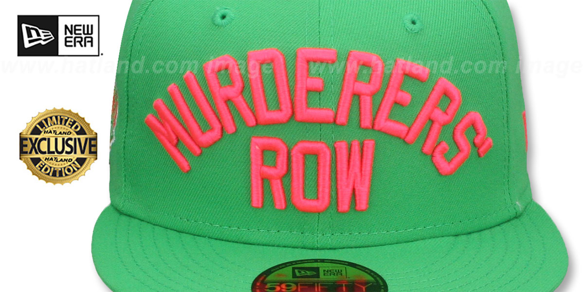 Yankees 'MURDERERS ROW' PATCH-BOTTOM Green-Pink Fitted Hat by New Era