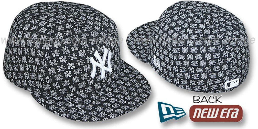 Yankees NY 'ALL-OVER FLOCKING' Black-White Fitted Hat by New Era