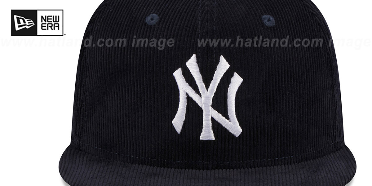 Yankees 'OLD SCHOOL CORDUROY SIDE-PATCH' Navy Fitted Hat by New Era