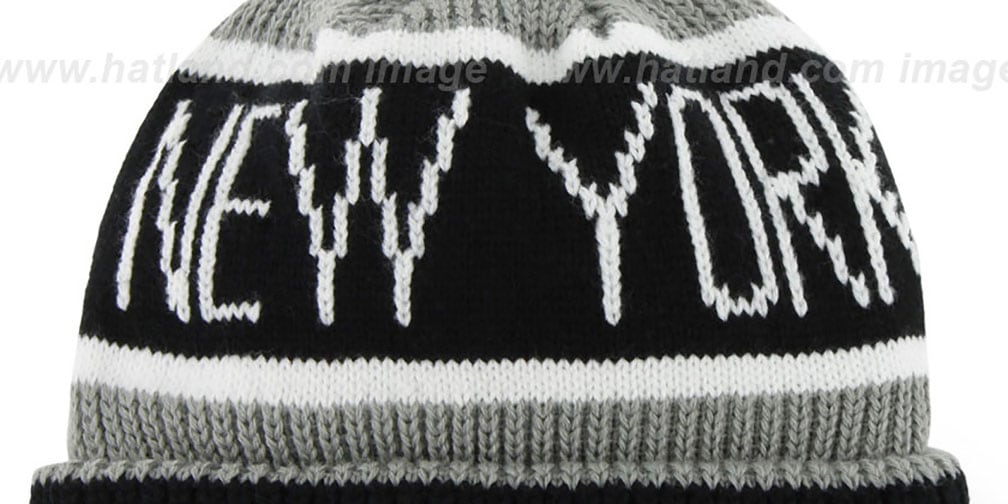 Yankees 'THE-CALGARY' Black-Grey Knit Beanie Hat by Twins 47 Brand