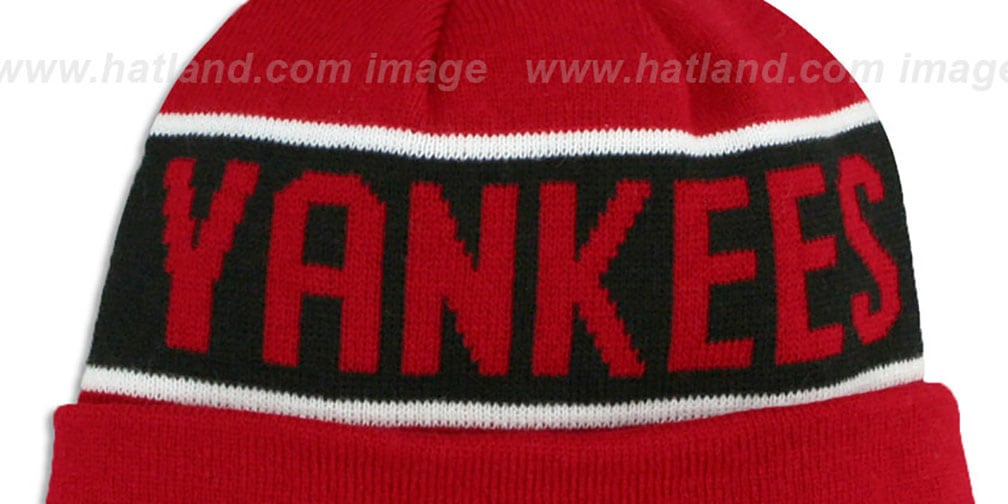 Yankees 'THE-COACH' Red-Black Knit Beanie Hat by New Era