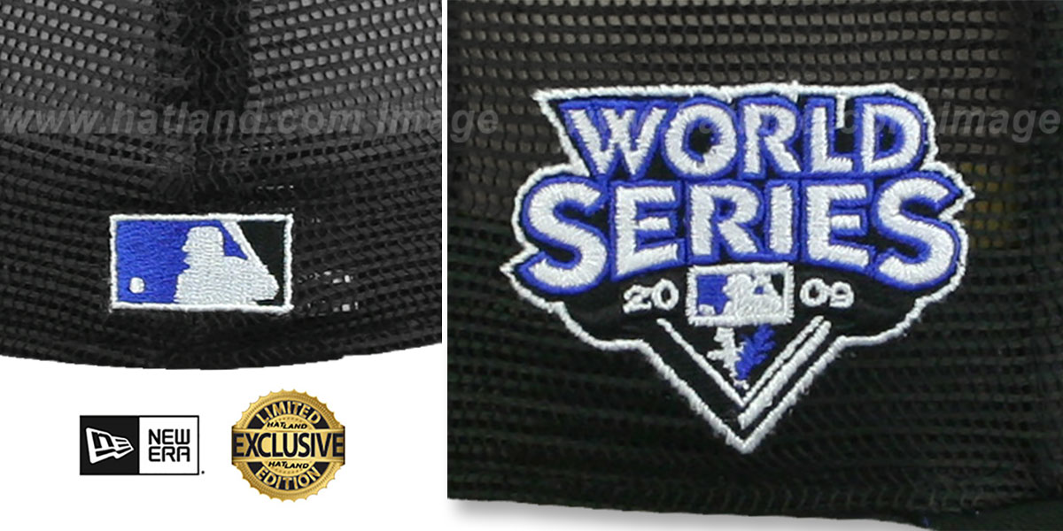 Yankees 2009 WS 'MESH-BACK SIDE-PATCH' Black-Royal Fitted Hat by New Era