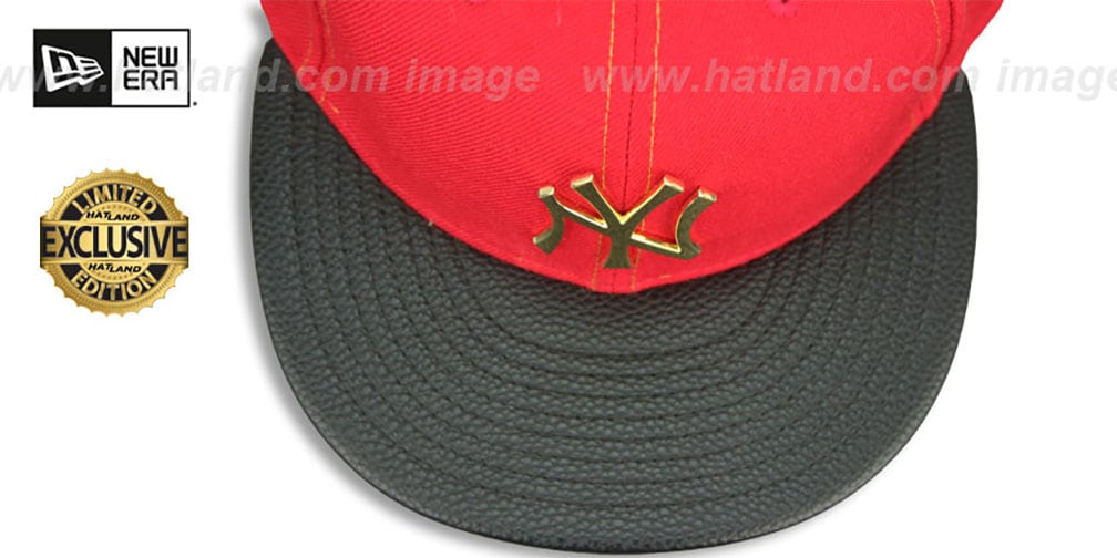 Yankees 'GOLD METAL-BADGE' Red-Black Fitted Hat by New Era