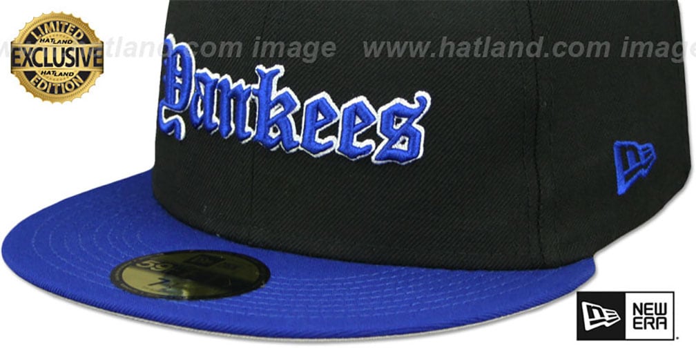 Yankees 'GOTHIC TEAM-BASIC' Black-Royal Fitted Hat by New Era