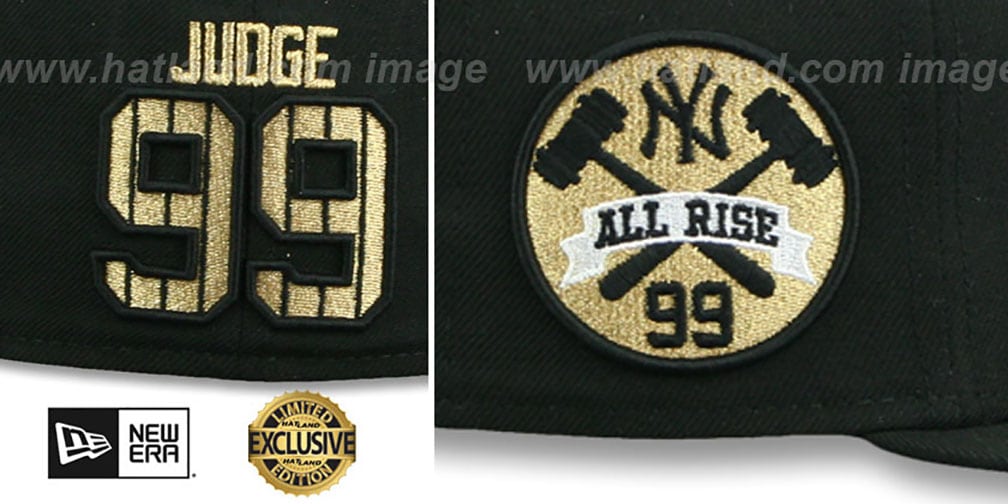 Yankees 'JUDGE ALL RISE GOLD METAL-BADGE' Black Fitted Hat by New Era