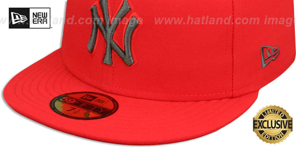 Yankees 'MLB TEAM-BASIC' Fire Red-Charcoal Fitted Hat by New Era