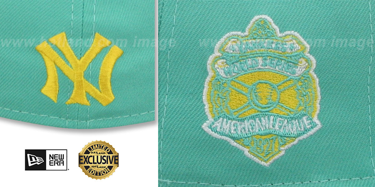 Yankees 'MURDERERS ROW' PATCH-BOTTOM Mint-Gold Fitted Hat by New Era