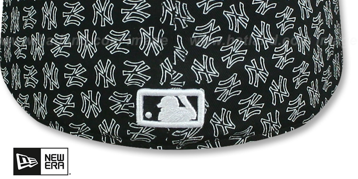 Yankees NY 'ALL-OVER FLOCKING' Black-White Fitted Hat by New Era