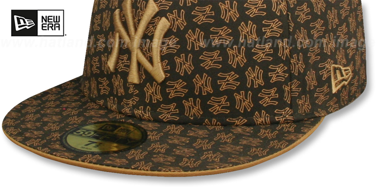 Yankees NY 'ALL-OVER FLOCKING' Brown-Wheat Fitted Hat by New Era