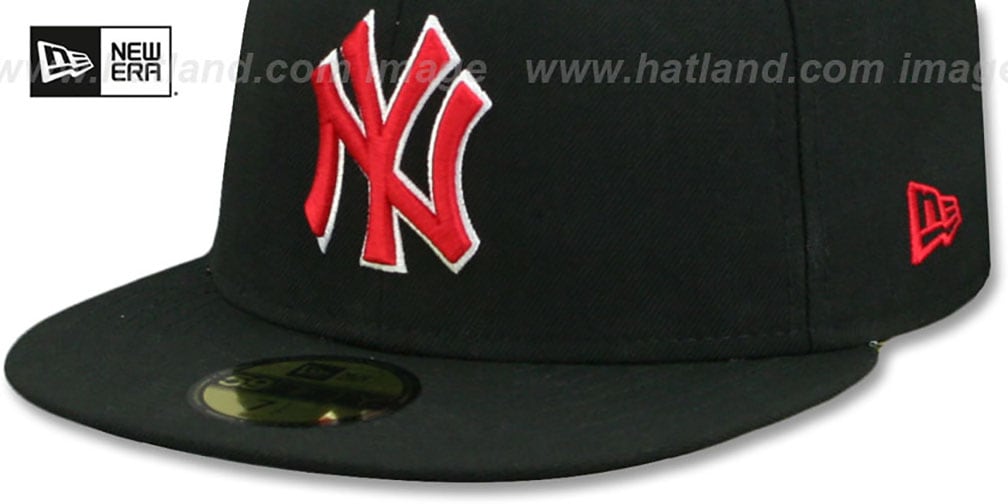 Yankees 'TEAM-BASIC' Black-Red Fitted Hat by New Era