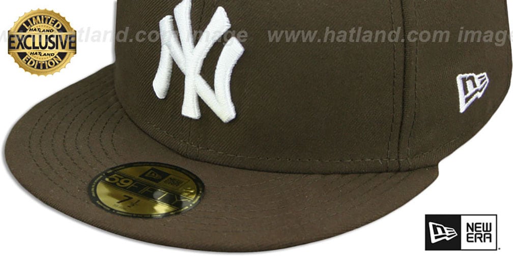 Yankees 'TEAM-BASIC' Brown-White Fitted Hat by New Era