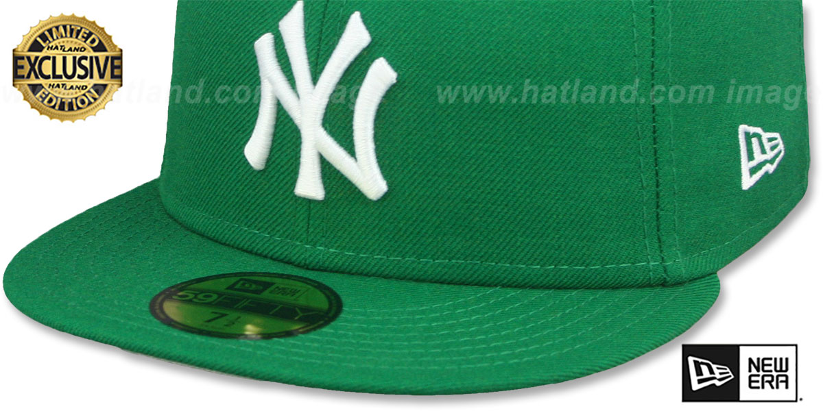 Yankees 'TEAM-BASIC' Kelly Green-White Fitted Hat by New Era