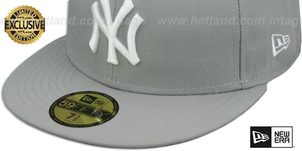 Yankees 'TEAM-BASIC' Light Grey-White Fitted Hat by New Era