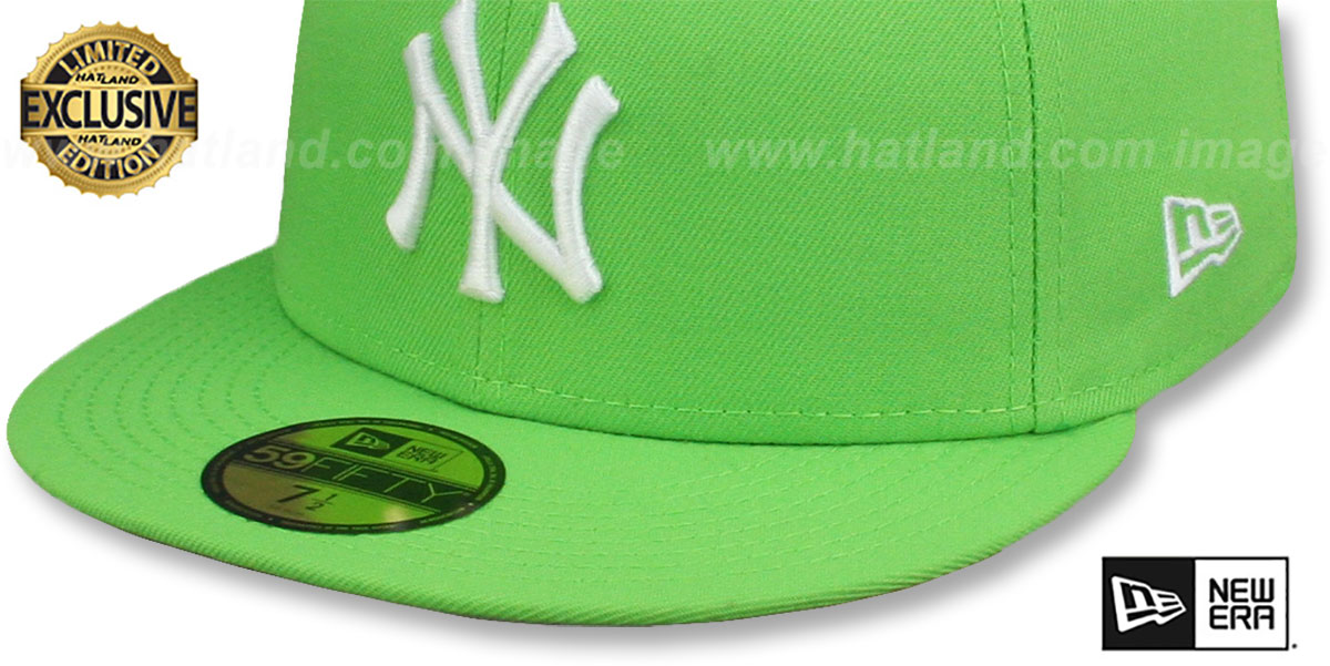 Yankees 'TEAM-BASIC' Lime-White Fitted Hat by New Era