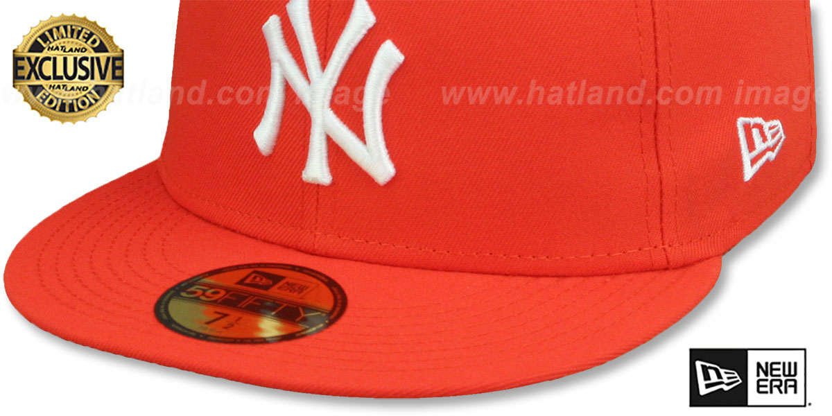 Yankees 'TEAM-BASIC' Orange-White Fitted Hat by New Era