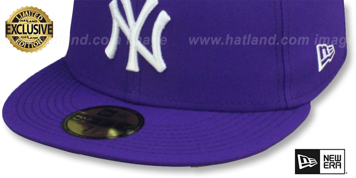 Yankees 'TEAM-BASIC' Purple-White Fitted Hat by New Era