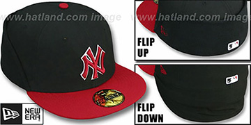 Yankees 'CLEAN CUT FLIP-DOWN' Black-Red Fitted Hat by New Era