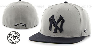 Yankees 'COOP HOLE-SHOT' Grey-Navy Fitted Hat by Twins 47 Brand