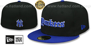 Yankees 'GOTHIC TEAM-BASIC' Black-Royal Fitted Hat by New Era