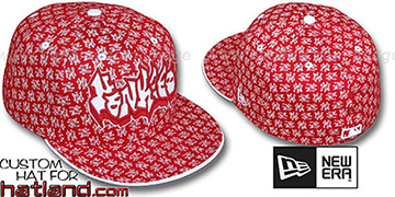 Yankees GRAFFITI 'ALL-OVER FLOCKING' Red-White Fitted Hat by New Era