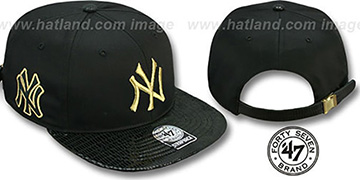 Yankees 'JULIGUNK STRAPBACK' Black-Gold Hat by Twins 47 Brand